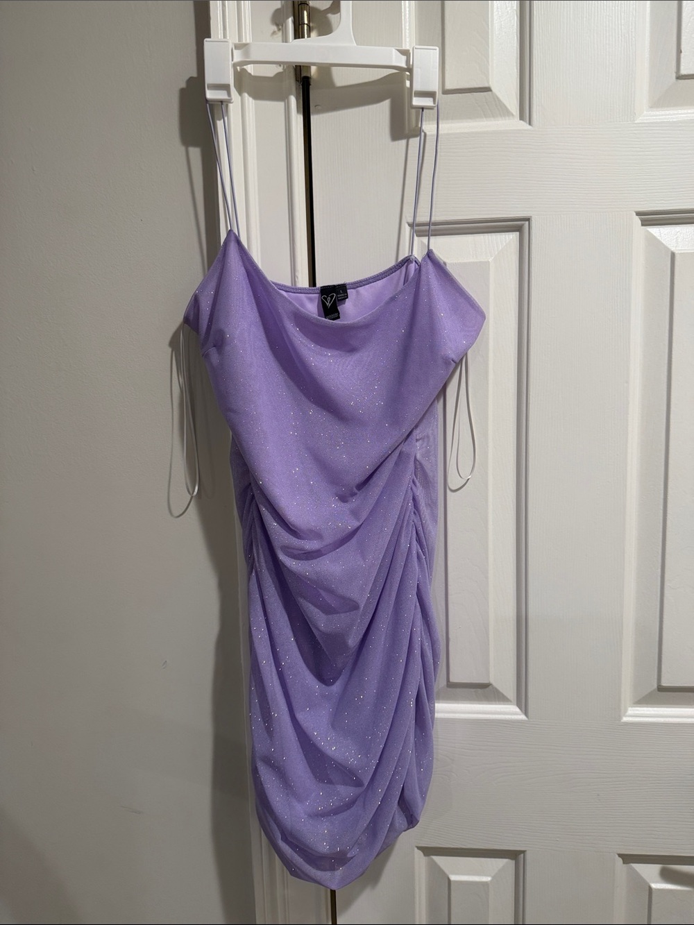 Windsor Lavender Sparkle Draped Strapless Slip Dress